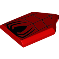 Tile Special 2 x 3 Pentagonal with Black Spider and Webbing Print (Red)