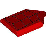 Tile Special 2 x 3 Pentagonal with Black Spider Webbing Print (Red)