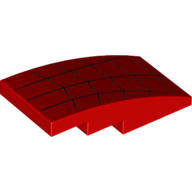 Brick Curved 4 x 2 No Studs with Black Spider Wedding Print (Red)