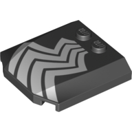 Brick Wedged, Curved Triple 4 x 4 x 2/3, 2 Studs with White Stripes (Spider Legs) Print (Black)
