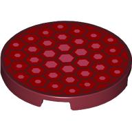Tile Round 3 x 3 with Red and Bright Pink Hexagons Print (Dark Red)