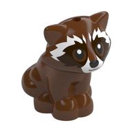 Animal, Raccoon Sitting with Dark Brown Markings, White Nose Print (Reddish Brown)