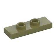 Plate Special 1 x 3 with 2 Studs with Groove and Inside Stud Holder (Jumper) (Olive Green)