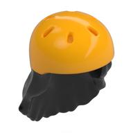 Hair and Helmet, Long with Bright Light Orange Helmet Pattern (Black)