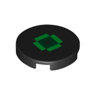 Tile Round 2 x 2 with Green Pixelated Eye Print (Black)