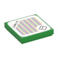 Tile 2 x 2 with 'Start' and Pipe with Rounded Border, and Barcode Print (Sticker) (Bright Green)