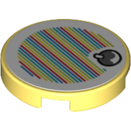 Tile Round 2 x 2 with Yoshi Fruit and Barcode Print (Sticker) (Bright Light Yellow)