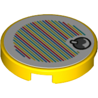 Tile Round 2 x 2 with Yoshi Fruit and Barcode Print (Sticker) (Yellow)