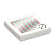 Tile 2 x 2 with Speech Bubble with 3 Dots and Barcode Print (Sticker) (White)
