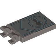 Tile Special 2 x 3 with 2 Clips with Lock, Medium Blue Lines Print (Flat Silver)