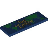 Tile 2 x 6 with Green World Map, Yellow 'The Earth' Print (Dark Blue)