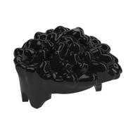 Hair Curly with Point, Smooth Back (Black)