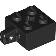 Hinge Brick 2 x 2 Locking with 1 Finger Vertical and Axle Hole [+ Opening] (Black)