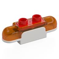Duplo Siren with Light & Sound, 1 x 2 White Base with Red Button (Trans-Orange)