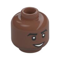 Minifig Head, Smile with Teeth/Scared Open Mouth Print (Medium Brown)
