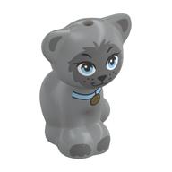 Animal, Cat, Sitting with Dark Bluish Grey Face, Bright Light Blue Eyes, Collar Print (Gertrude) (Light Bluish Gray)