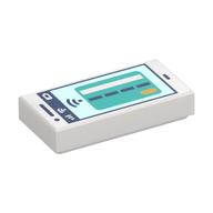 Tile 1 x 2 with Smart Phone, Dark Turquoise Street Print (White)