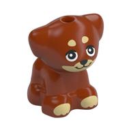 Animal, Dog Pup with White Spots, Mouth, Paws Print (Aira) (Dark Orange)