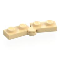 Hinge Plate 1 x 4 Swivel Top / Base - Hollow Clip [Complete Assembly] (Tan)