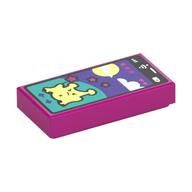 Tile 1 x 2 with Smart Phone, Mobile Game Print (Magenta)