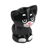 Animal, Cat, Kitten Sitting with White Fur, Coral Nose Print (Shadow) (Black)