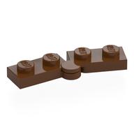 Hinge Plate 1 x 4 Swivel Top / Base - Hollow Clip [Complete Assembly] (Reddish Brown)