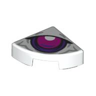 Tile Round 1 x 1 Quarter with Dark Purple/Dark Pink Eye Print (White)