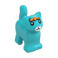 Animal, Cat, Kitten, Short Tail, with Orange Pony, White Nose Print (Medium Azure)