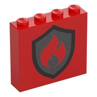 Brick 1 x 4 x 3 with Fire Logo Print (Red)