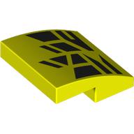 Brick Curved 2 x 2 x 2/3 with Black Shapes Print (Vibrant Yellow)