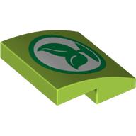 Brick Curved 2 x 2 x 2/3 with Leaf Symbol Print (Lime)