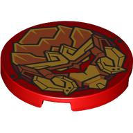 Tile Round 3 x 3 with Gold Monkie King Print (Red)