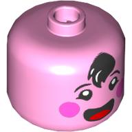 BigFig Head, Black Cowlick Hair, Dark Pink Cheeks, Open Mouth, Tongue Print (Bright Pink)