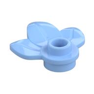 Plant, Plate 1 x 1 Round with 3 Leaves (Bright Light Blue)