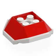 Brick Wedged, Sloped 4 x 4 with White Underside Pattern (Koopa Troopa Shell) (Red)
