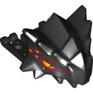 Creature Body Part, Dragon Head Upper Jaw with 2 x 4 Studs, Bars with Yellow Eye, Black Markings Print (Black)