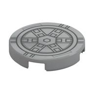 Tile Round 2 x 2 with 6 Metal Beams Print (Light Bluish Gray)