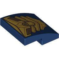 Brick Curved 2 x 2 x 2/3 with Gold Armor Print (Dark Blue)