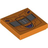 Tile 2 x 2 with Mechanical Grill Print (Orange)