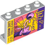 Panel 1 x 4 x 2 with Poster 'JAZZ Concert', 'every friday LIVE MUSIC', and Trumpeter Print (White)