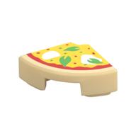 Tile Round 1 x 1 Quarter with Pizza Print (Tan)