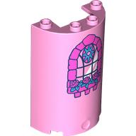 Cylinder Half 2 x 4 x 5 with 1 x 2 cutout with Dark Pink Window Print (Bright Pink)