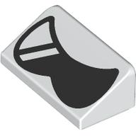 Brick Sloped 30° 1 x 2 x 2/3 with Black Sunglasses Print (White)