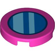 Tile Round 2 x 2 with Blue Circle with Dark Azure Stripes Print (Dark Pink)