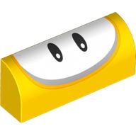 Brick Curved 1 x 4 x 1 1/3 No Studs with White Oval with 2 Black Eyes Print (Yellow)