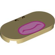 Tile Round 2 x 4 with Large Pink Lips Print (Tan)