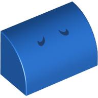 Brick Curved 1 x 2 x 1 No Studs with Dark Blue Lines (Yoshi Nostrils) Print (Blue)