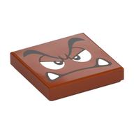Tile 2 x 2 with Goomba Face, Annoyed Print (Dark Orange)