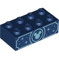 Brick 2 x 4 with Medium Azure Mickey Mouse Logo, Decorations Print (Dark Blue)