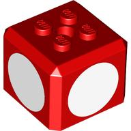 Brick Special Cube with 2 x 2 Studs on Top, and White Circles Print (Red)